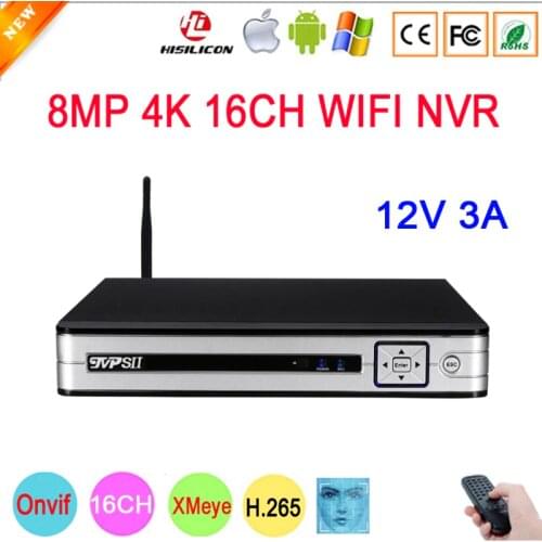 12V 3A Silver Panel Remote Control Hi3536D XMeye Audio H.265+ 5MP 16CH 16 Channel 9CH Face Detection Onvif WIFI CCTV DVR NVR