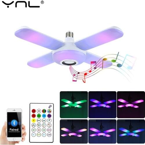 LED Bluetooth Music Lamp E27 AC 85-265V RGB Colorful Night Light Bulb With Remote Control Smart Speaker Folding Bulb Lamp