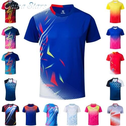 Men Women Tennis T-Shirt, Gradient Color Quick Dry Tennis T Shirts, Girl Badminton Table tennis Clothes, Man Athletic Tops tee