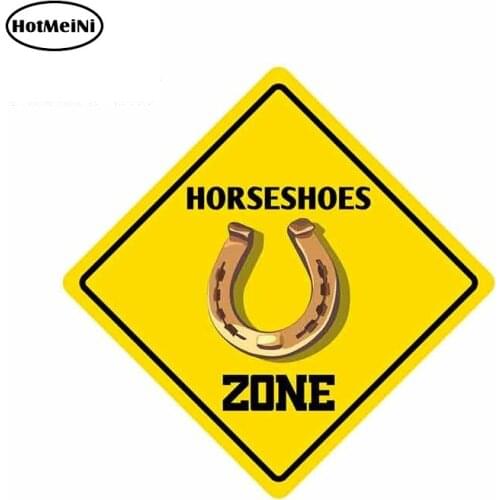 HotMeiNi 13cm x 13cm Funny Car Stickers Horseshoes Zone Graphics Vinyl Waterproof Decals JDM Bumper Occlusion Scratch