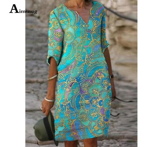 Vintage 2021 Plus size 3xl Women Elegant Model Print Dress Bohemian Linen Dress Summer Casual Knee-Length Dresses Robe Femme