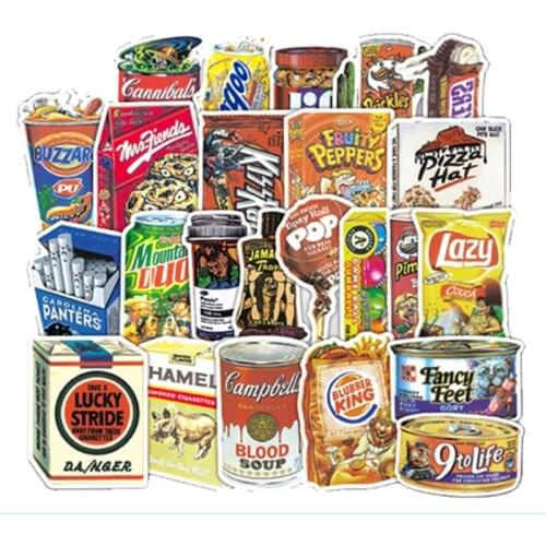 10/30/50 PCS creative spoof food packaging goods tide brand skateboard computer luggage waterproof sticker decoration wholesale
