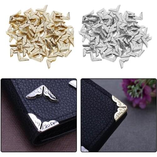 100pcs Metal Book Corner Protectors Tone Scrapbooking Albums Menus Folders Corner Protectors Card File Metal Corners for Book