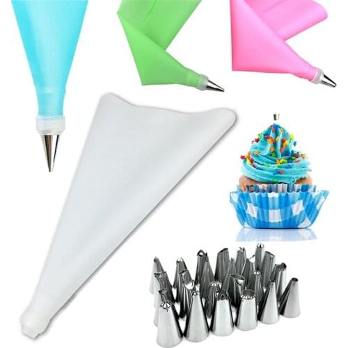 12/18/26Pcs Nozzle Silicone Pastry Bag Reusable Tips Kitchen DIY Icing Piping Cream Pastry Bags Set Cake Decorating kitchen Tool
