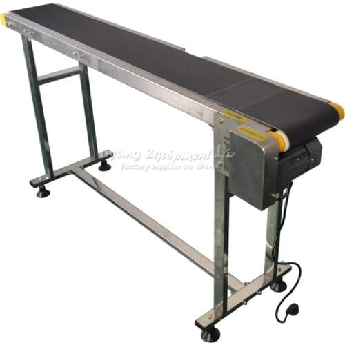 120W Double Buffles Stainless Steel Bottle Conveyor Belt Sticker 1500*200mm 0-30M/min Adjustable for Laser Marking Machine