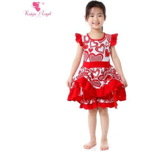 Heart Dress Shorts 2 Pcs Suit Ruffle Kids Clothes 2017 Valentines day Children Clothing Heart Valentine Girls Boutique Clothes