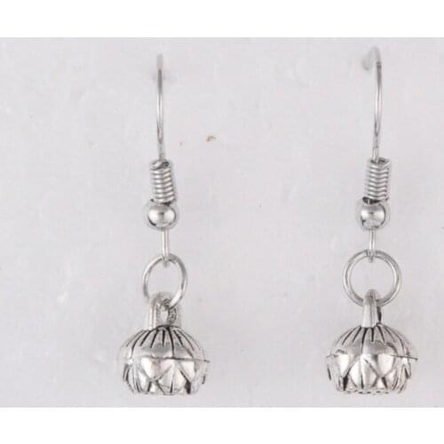 8*9MM Vintage Antique silver color lotus seedpod earrings metal drop dangle alloy earing jewelry women vintage fashion jewellery