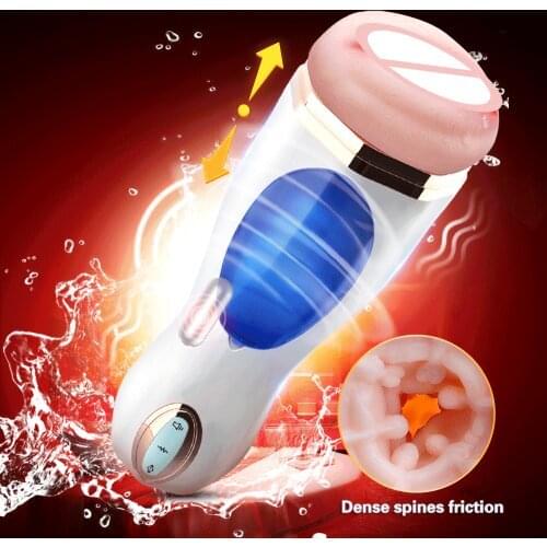 Automatic Telescopic Masturbator Vibrating Male Masturbation Cup Blowjob Sex Toys for Adults Men Realistic Vagina Pussy Cup