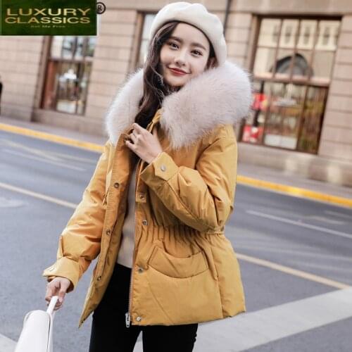 Large Brand 2021 New Fur Duck Down Jacket Women Winter Short Coats White Duck Down Coat Abrigos Mujer Outwear Hiver 8810
