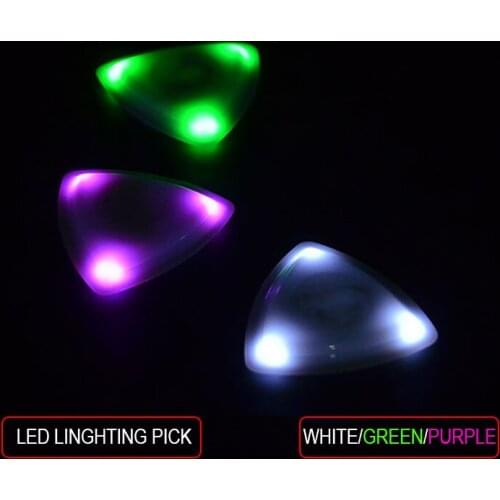 LED Lightening Big Triangle Guitar Pick Shining Guitar Pick White Guitar Pick 6.5MM Edge-0.6/0.8/1.0MM Guitar Pick