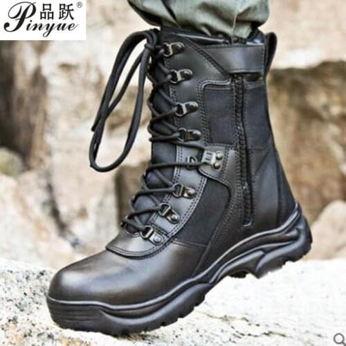 Tactical mens boots special forces military boots leather waterproof desert combat ankle boots army mens shoes hiking shoes