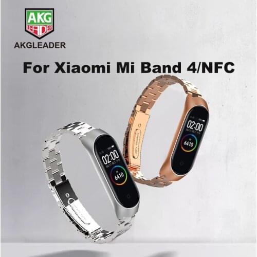 For Xiaomi Mi Band 4/3 NFC Bracelet Metal Stainless Steel Watchband For Xiaomi Miband 3 Pulseira Wristbands Mi Band 4 Strap
