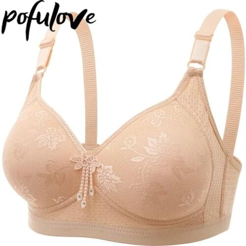 Floral Print Plus Size Bra for Women 100 B C Push Up Bra Breathable Thin Soft Wireless Bralette Seamless Brassiere Underwear