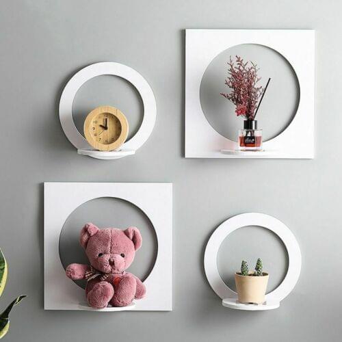 4 Pcs/set Wooden Storage Racks Hanging Decor Storage Box Flower Pot Plant Holder Wall Rack Wall Figurines Display Crafts Shelves