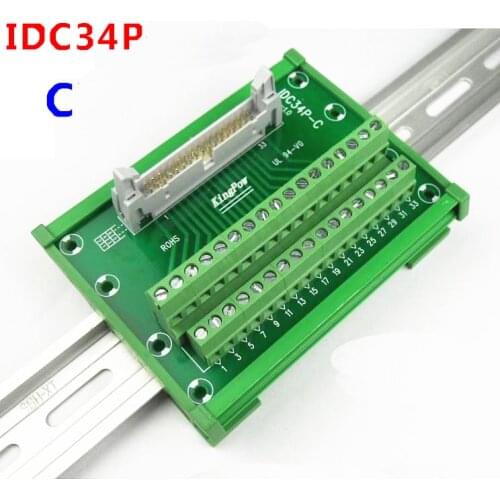 IDC34P male socket to 34P terminal block breakout board adapter PLC Relay terminal station DIN Rail Type