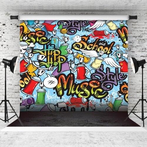 Comic Graffiti Photographic Background Vinyl Cloth Photo Backdrops for School Music Festival Baby New Born Child Photo Shoot