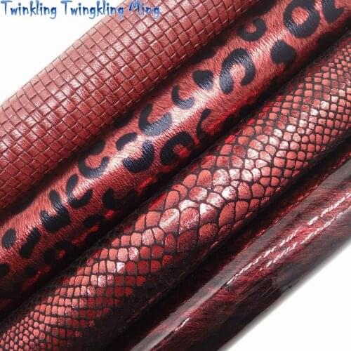 Brown Smooth Faux Leather, Leopard Faux Leather, Weaving Synthetic Leather For Bow A4 21x29CM Twinkling Ming KM093
