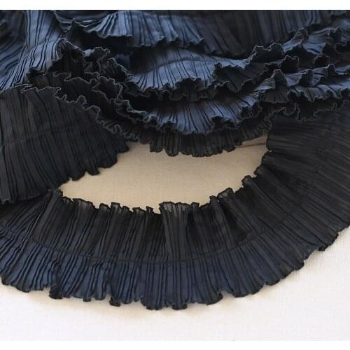 1Yards Black Lace Trim Applique Sewing Collar 10cm Ribbon Crafts Chiffon Materials Lace Fabric For Wedding Dresses Clothes RG29