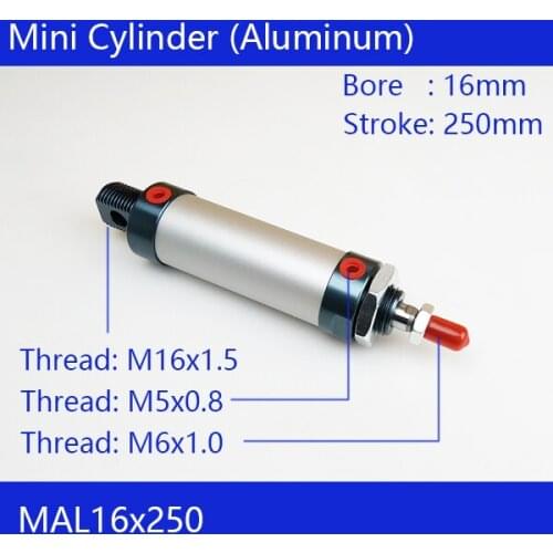 MAL16*250 Rod Single Double Action Pneumatic Cylinder Aluminum Alloy Mini Cylinder Free Shipping Pneumatic Cylinder