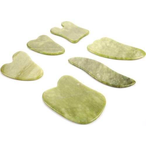 Gua Sha Massager Green Natural Jade Guasha Scrapping Plate Massage Tools Arm Massage Tool Face Meridian Scrapping Plate Piece