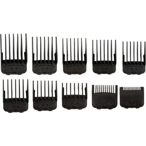 10Pcs Black Magnetic Cut Hair Clipper Guides 1/16" - 1" Guards Limit Combs Fits Most W Clippers
