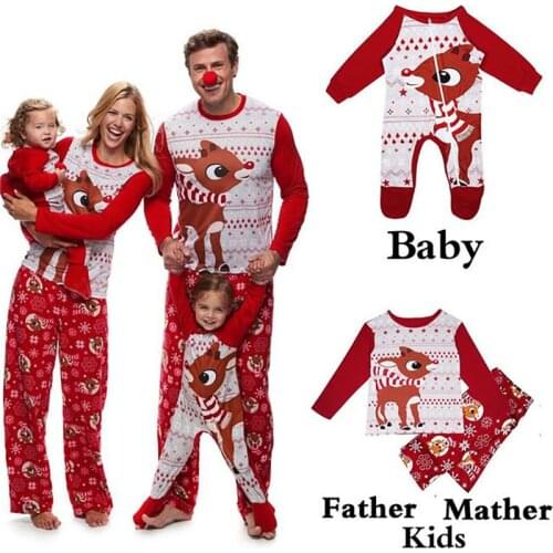 Outfits Christmas Family Matching Pajamas Adult Men Womens Kids Baby Sleepwear Cute Fox Pattern Infant Romper Family Clothes Set