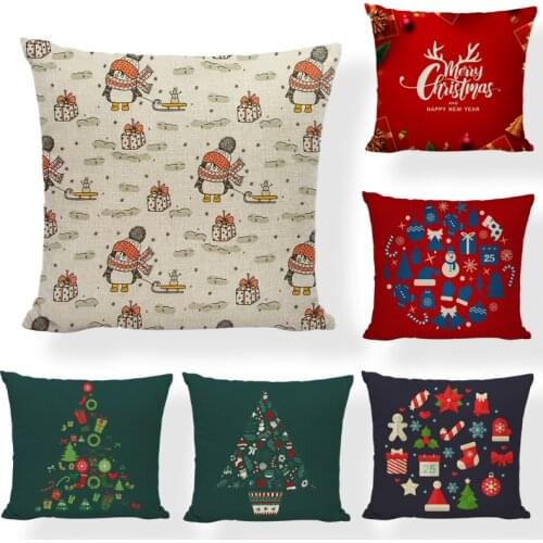 New Christmas Pillow Cover 18x18in Living Room Sofa Coffee Shop Seat Car Short Pillowcase Cushion Cover 45x45cm Home Decoration