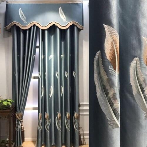 New Chinese shading classroom bedroom floor curtain imitation silk embroidered curtain product customization window curtain