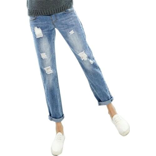 Maternity Clothing Hole Jeans Pants Clothes Large Size Trousers Pregnancy Overalls Denim Women Loose Trousers Pregnant Jean