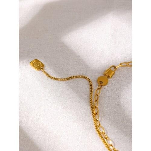 Yhpup New Design Lock key Long Chain Pendant Necklace for Women 18 K Stainless Steel Jewelry Party Choker Necklace Gift 2021