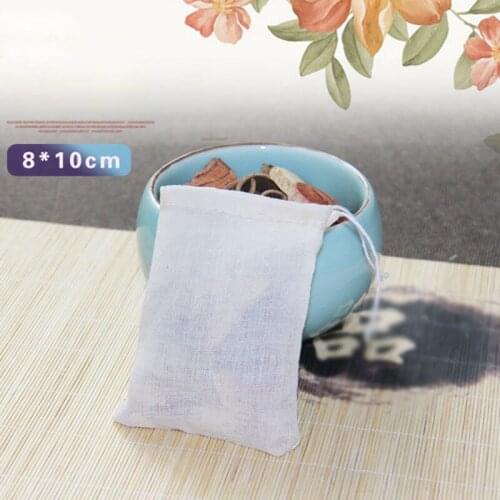 10Pcs/lot Empty Cotton Tea Bags Muslin Drawstring Strainer Tea Spice Food Separate Filter Bag With String