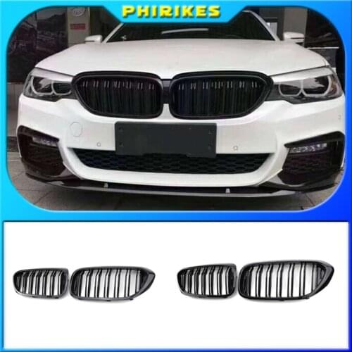 Front Bumper Grill For BMW 5 Series M5 G30 G31 520i 530i 540i ABS 2-slat Gloss Black Front Kidney Grille