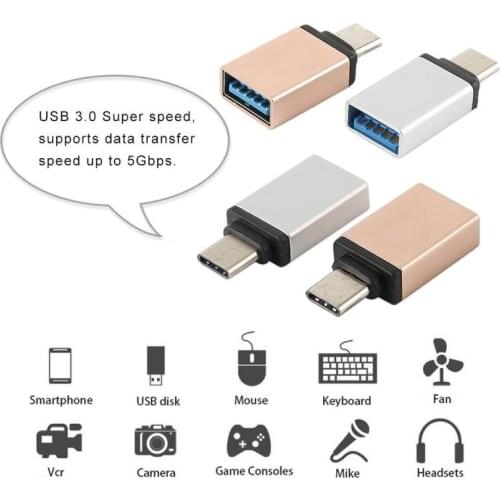 USB-C Type C Male To USB 3.0 Female Adapter Connector Metal Head Adapter OTG Data Synchronization Adapter Reversible Metal Head
