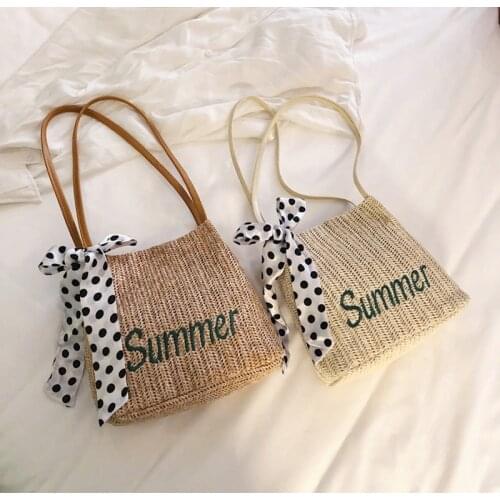 Fashion Straw Beach Bag Vintage Handmade Woven Shoulder Bag Raffia circle Rattan bags Bohemian Summer Vacation Casual Bags