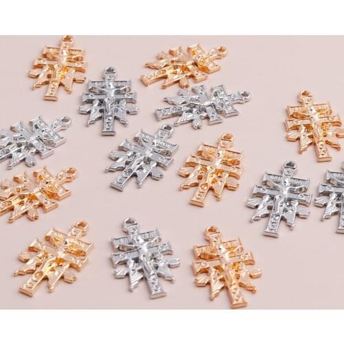 10pcs 17*30mm Metal Jesus Cross Charms Pendants fit Neckalces Bracelets Bring Lucky Jewelry Making Charms Accessories