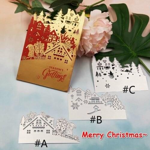 Christmas House Tree Snowman Santa Claus Cutting Die Embossing Stencil Mold for DIY Art Handcraft Card Decor