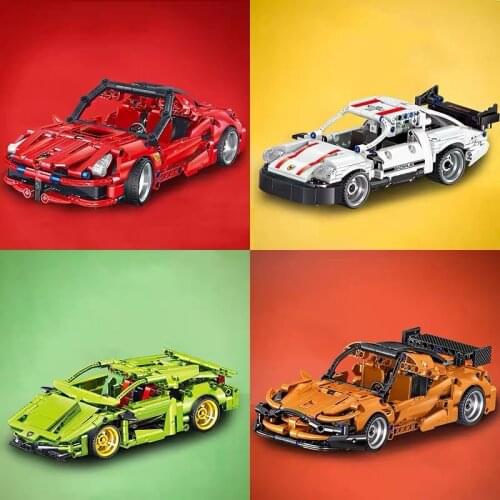 ZHEGAO City Racing Car Building Blocks High-tech Sports Car Vehicle Bricks 3D Model Toys Set For Children Birthday Gifts