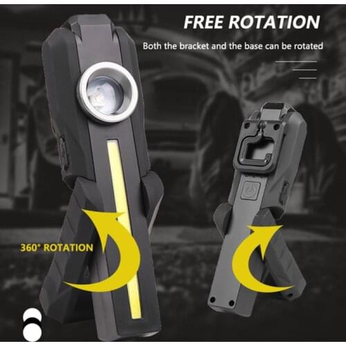 Super Bright LED Work Light Section Head Hook Tail Magnet Portable Lighting Emergency Flashlight Can Stand COB USB Rechargeable