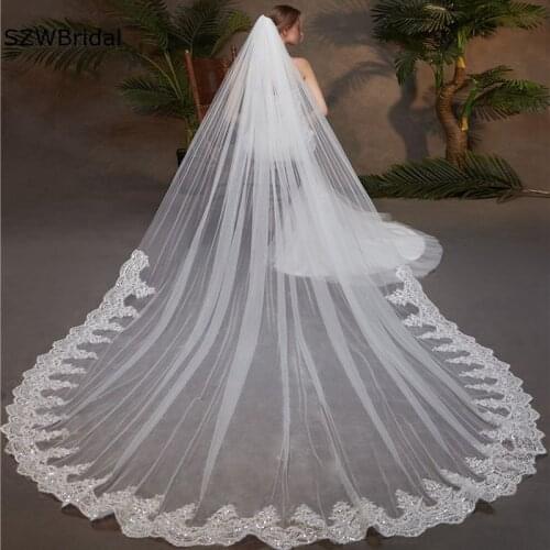 New Arrival White Ivory wedding veil long 2021 Velos de novia Boda Voile mariage Cheap Bridal veil Long wedding hair accessories