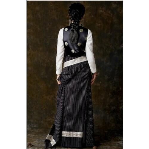 Traditional Tibetan robe Women dress stripe Chinese