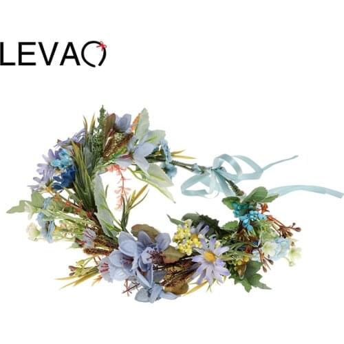 LEVAO Lady Wedding Bride Corolla Head Wreath Holiday Hair Ornament Fabric Flower Crown Hair Accessories Headband Flower Hairband