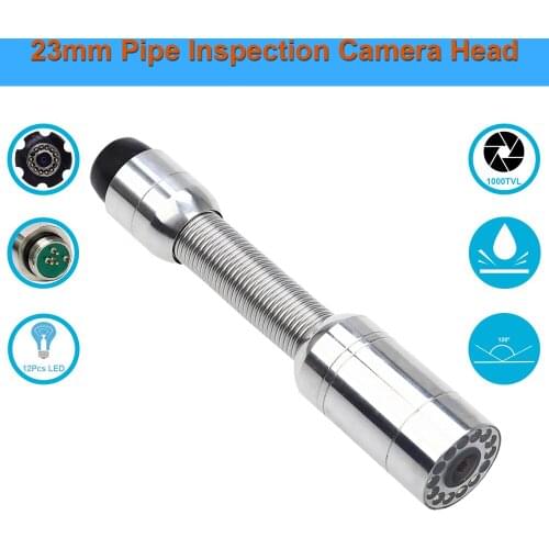 23MM Waterproof Stainless Steel Industrial Pipe Endoscope 12pcs LED Sewer Drain Wall Inspection Camera Head Replacement