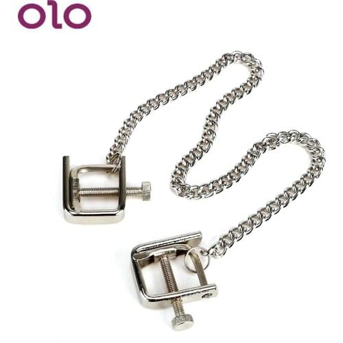 OLO Nipple Clamps Stainless Steel Metal Chain Breast Clips Nipple Stimulator Adult Games Sex Toys for Couple Erotic Toys