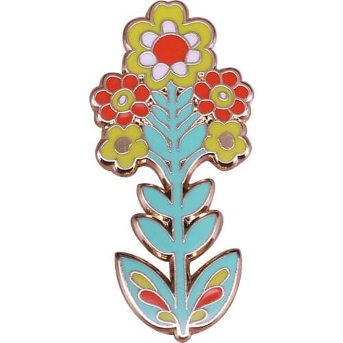 Flower collar pin floral leaves art brooches charm women shirt jackets accessory mother girlfriend gift