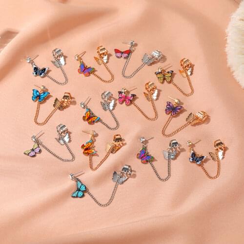 2021 New Korean Statement Drop Earrings For Women Fashion Vintage Butterfly Long Dangle Earrings Female Jewelry