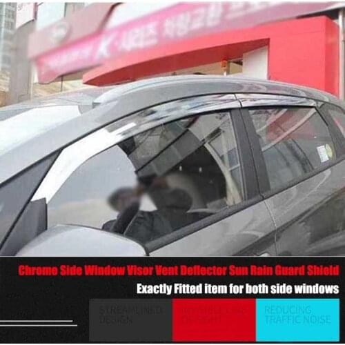Brand New 1 Set Windows Chrome Vent Visors Rain Guard Sun Shield Deflectors For Kia Carens