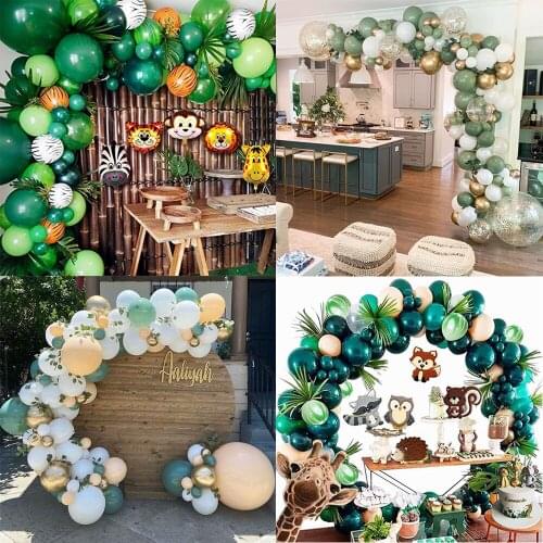 1set Animal Balloons Garland Arch Kit Avocado Green Balloon Wedding Birthday Party Decorations Baby Shower Kids Decoration