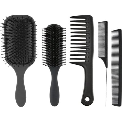 5Pcs Paddle Hair Brush Detangling Brushes Comb Set for Men Women Wet Dry Hairbrush Long Thick Thin Curly Natural Hair