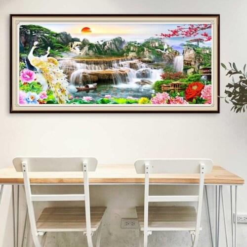 5D DIY Horse Diamond Painting Scenery Waterfall Full Drill Square Embroidery Mosaic Art Peacock Picture with Rhinestones Gift