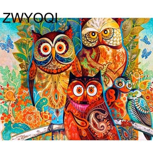 5DDIY Diamond embroidery Cross stitch Full Square Diamond mosaic Cartoon owl butterfly Full Round Diamond painting Parrot flower